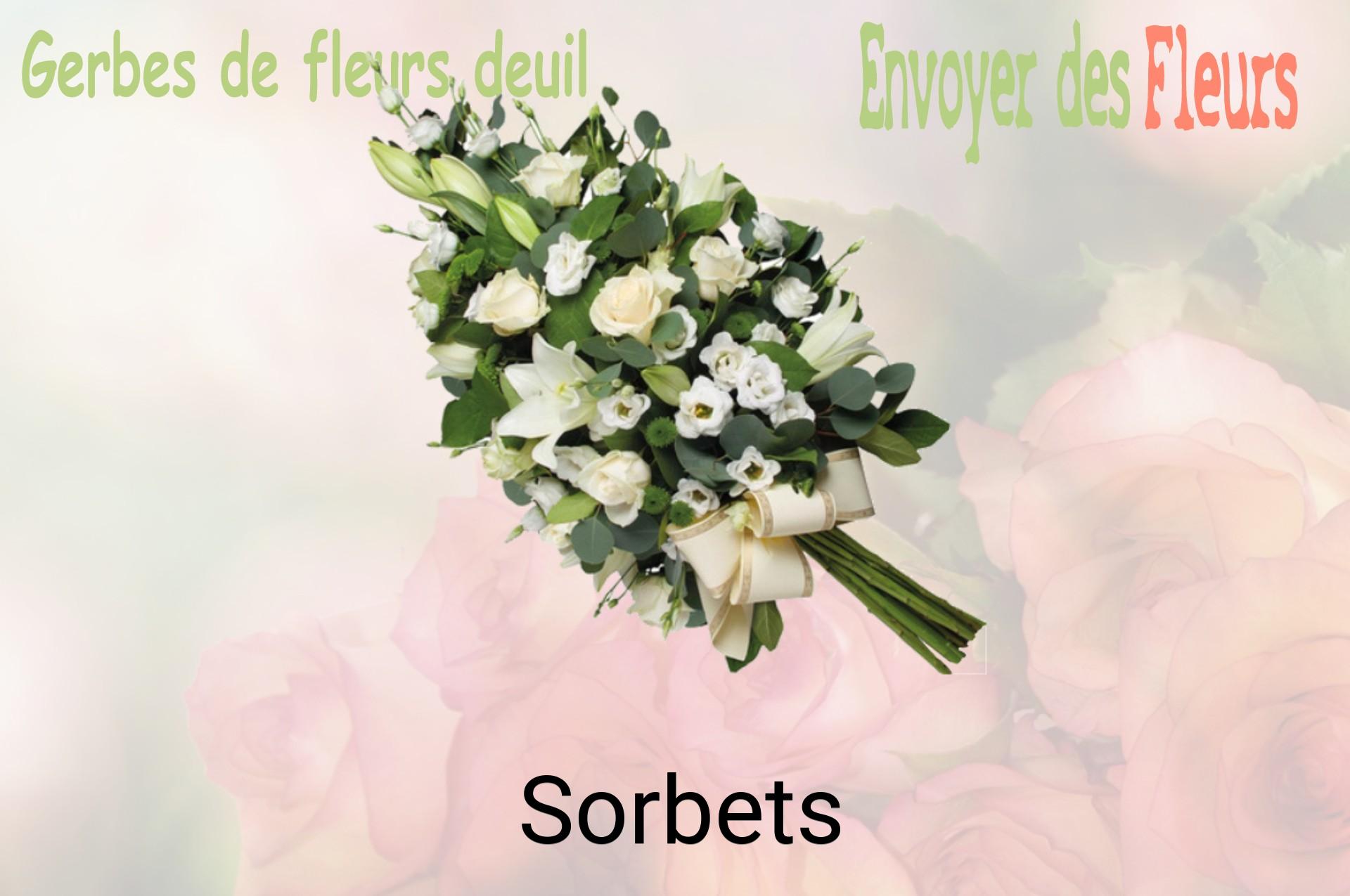 Gerbe de fleurs de deuil livrée à Sorbets